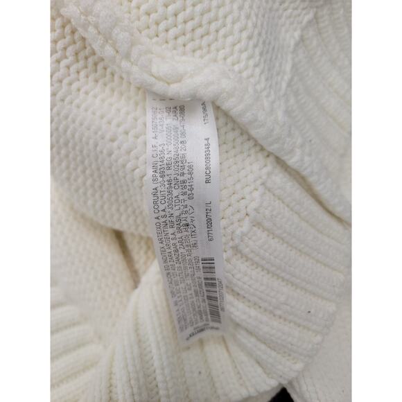 ZARA Thick Knit Polo Sweater Womens Large Semi Crop Pocket Cream Cottagecore - Picture 9 of 10